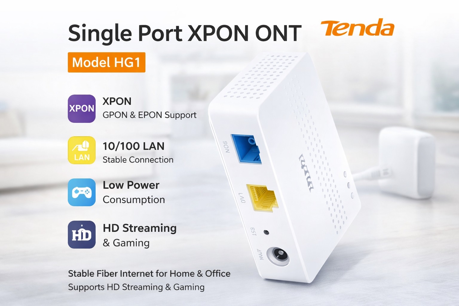 Tenda Onu Router Tenda HG1 Single Port XPON ONT (ONU) - ASTinternationalbd