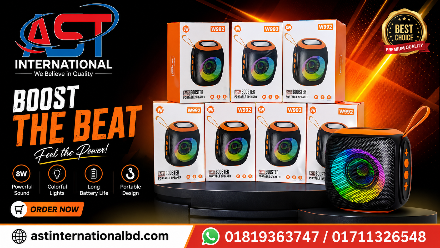W992 Bass Booster Portable Bluetooth Speaker 8W RGB Light | Wireless ...